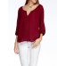 Casual Women Hollow 3/4 Sleeve V-Neck Blouse