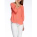 Casual Women Hollow 3/4 Sleeve V-Neck Blouse