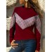 Women Casual Patchwork O-neck Long Sleeve T-shirts