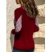 Women Casual Patchwork O-neck Long Sleeve T-shirts