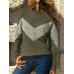 Women Casual Patchwork O-neck Long Sleeve T-shirts