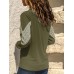 Women Casual Patchwork O-neck Long Sleeve T-shirts