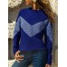 Women Casual Patchwork O-neck Long Sleeve T-shirts