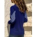 Women Casual Patchwork O-neck Long Sleeve T-shirts