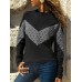 Women Casual Patchwork O-neck Long Sleeve T-shirts