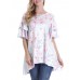 Women Short Sleeve Round Neck Floral Print Irregular T-shirts