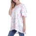 Women Short Sleeve Round Neck Floral Print Irregular T-shirts