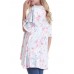 Women Short Sleeve Round Neck Floral Print Irregular T-shirts