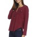 Women Casual Button V Neck Long Sleeve Irregular Hem Blouse