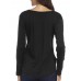 Women Casual Button V Neck Long Sleeve Irregular Hem Blouse
