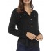 Women Casual Button V Neck Long Sleeve Irregular Hem Blouse