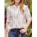 Casual Women Printed Loose Stand Collar Shirts