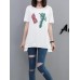Women Cotton Loose Irregular Hem T-Shirts Women Cotton Loose Irregular Hem T-Shirts