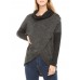 Women Casual Turtle Neck Irregular Hem Long Sleeve Tops