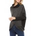 Women Casual Turtle Neck Irregular Hem Long Sleeve Tops