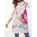 Women Casual Turtleneck Long Sleeve Floral Print Blouse