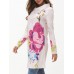 Women Casual Turtleneck Long Sleeve Floral Print Blouse