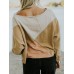 Women Patchwork O-neck Long Sleeve Casual Blouse