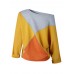 Women Patchwork O-neck Long Sleeve Casual Blouse