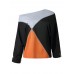 Women Patchwork O-neck Long Sleeve Casual Blouse