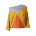 Women Patchwork O-neck Long Sleeve Casual Blouse