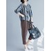 Casual Women Cotton Striped Long Sleeve Shirt Blouse