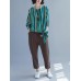 Casual Women Cotton Striped Long Sleeve Shirt Blouse