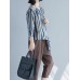 Casual Women Cotton Striped Long Sleeve Shirt Blouse