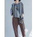 Casual Women Cotton Striped Long Sleeve Shirt Blouse