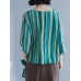Casual Women Cotton Striped Long Sleeve Shirt Blouse
