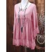 Women Autumn Round Neck Long Sleeve Patchwork Hem Blouse