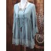 Women Autumn Round Neck Long Sleeve Patchwork Hem Blouse