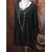 Women Autumn Round Neck Long Sleeve Patchwork Hem Blouse