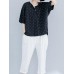 Women Polka Dot Print O-neck Short Sleeve Blouse Women Polka Dot Print O-neck Short Sleeve Blouse