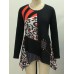 Casual Women Print Irregular Hem Long Sleeve Blouse