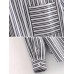 Casual Women Striped Long Sleeve Irregular Hem Pocket Blouse