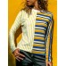 Casual Women Striped Patchwork Crew Neck Long Sleeve Blouse
