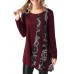 Women Vintage Print Patchwork Long Sleeve T-Shirts