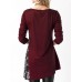 Women Vintage Print Patchwork Long Sleeve T-Shirts