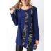 Women Vintage Print Patchwork Long Sleeve T-Shirts