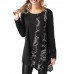 Women Vintage Print Patchwork Long Sleeve T-Shirts