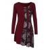 Women Vintage Print Patchwork Long Sleeve T-Shirts