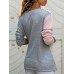 Women Casual V Neck Patchwork Cross Bandage Long Sleeve Tops