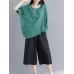 Vintage Women Cotton Linen Loose Irregular Hem Blouse
