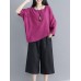 Vintage Women Cotton Linen Loose Irregular Hem Blouse