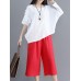 Vintage Women Cotton Linen Loose Irregular Hem Blouse