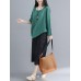 Vintage Women Cotton Linen Loose Irregular Hem Blouse