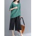 Vintage Women Cotton Linen Loose Irregular Hem Blouse