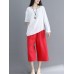 Vintage Women Cotton Linen Loose Irregular Hem Blouse