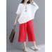 Vintage Women Cotton Linen Loose Irregular Hem Blouse